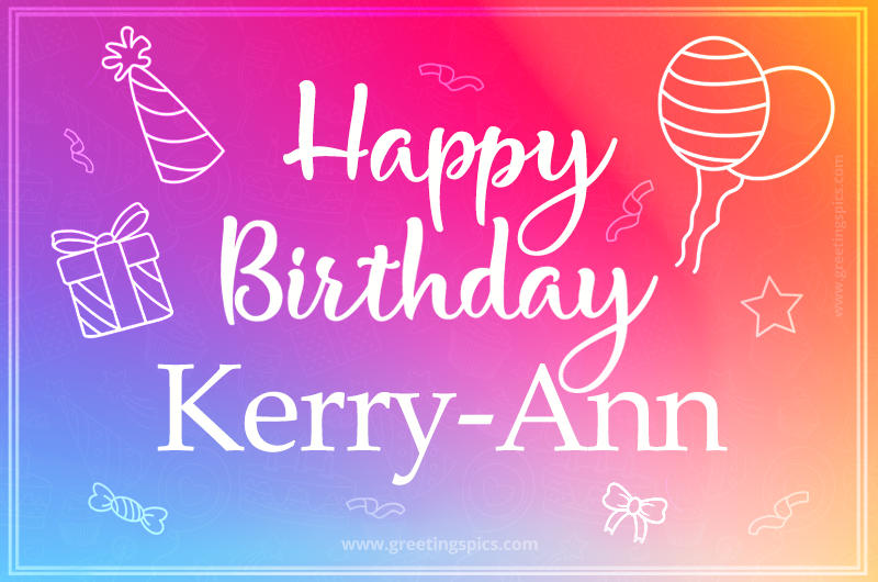 Colorful Happy Birthday Card For Kerry-Ann