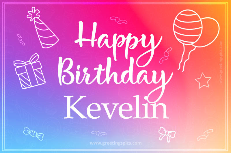 Colorful Happy Birthday Card For Kevelin