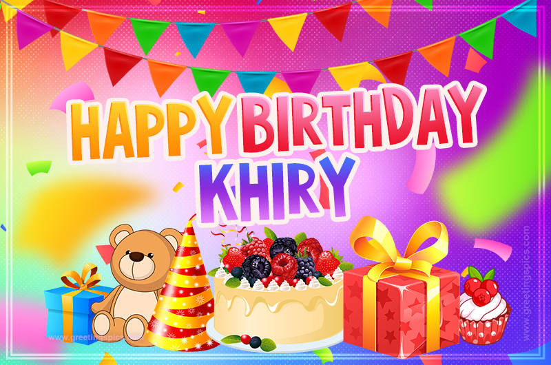 Bright card with Wishes for a Happy Birthday for Khiry