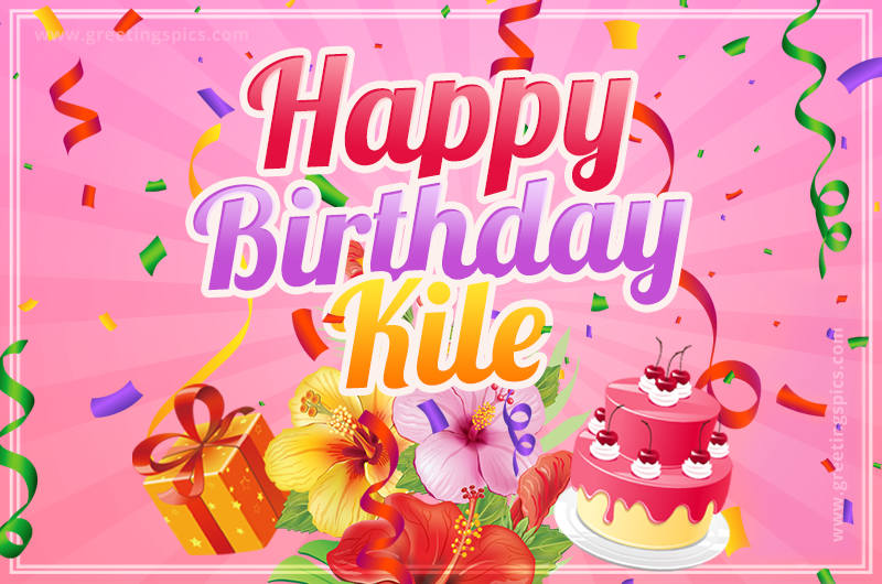 Beautiful Birthday Card for Kile with pink background