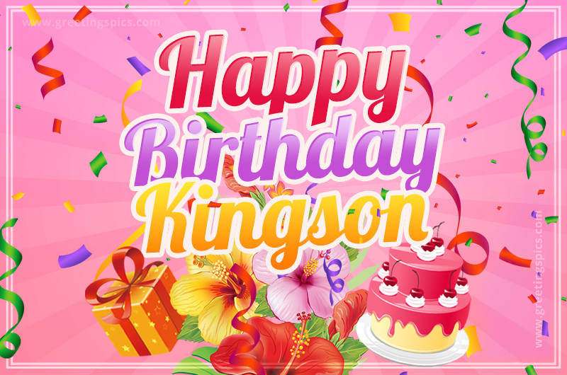 Beautiful Birthday Card for Kingson with pink background