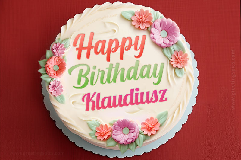 Happy Birthday Klaudiusz Cake Image With Name