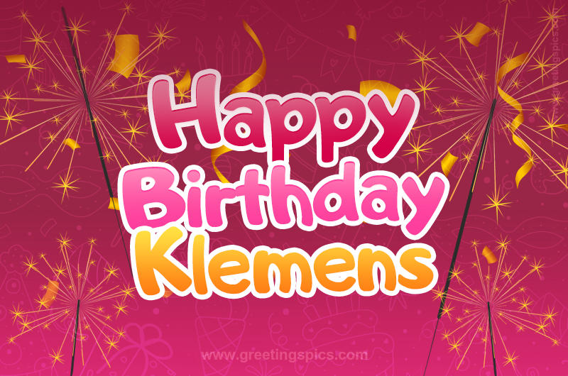 Happy Birthday Klemens Image with sparklers