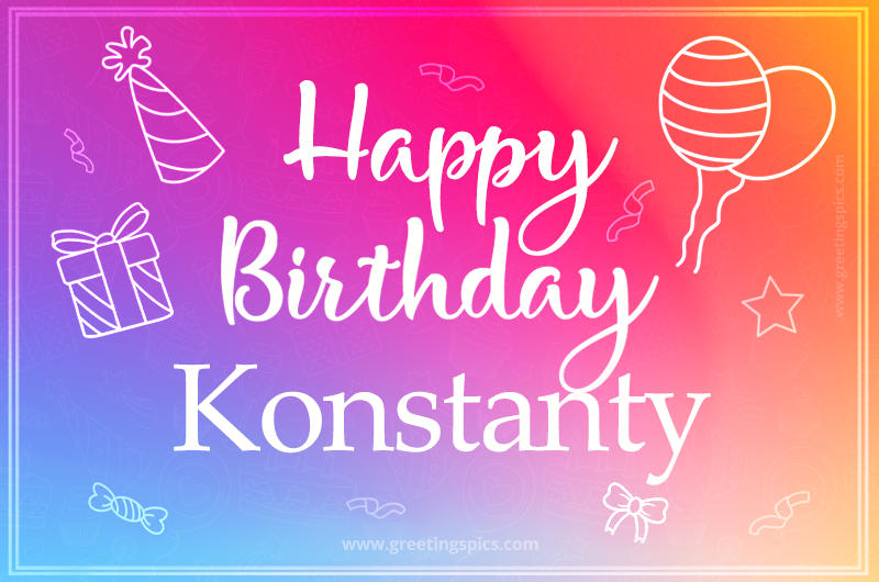 Colorful Happy Birthday Card For Konstanty