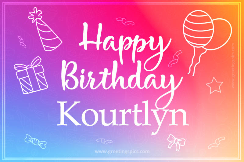 Colorful Happy Birthday Card For Kourtlyn