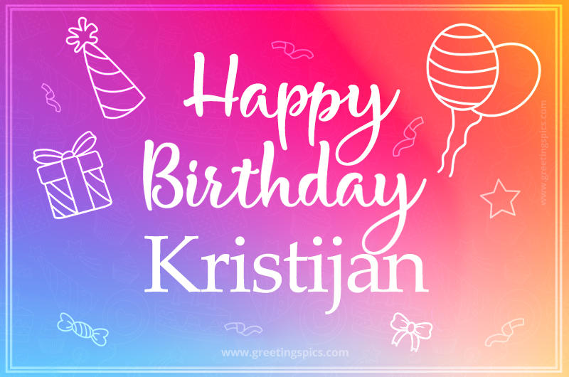 Colorful Happy Birthday Card For Kristijan