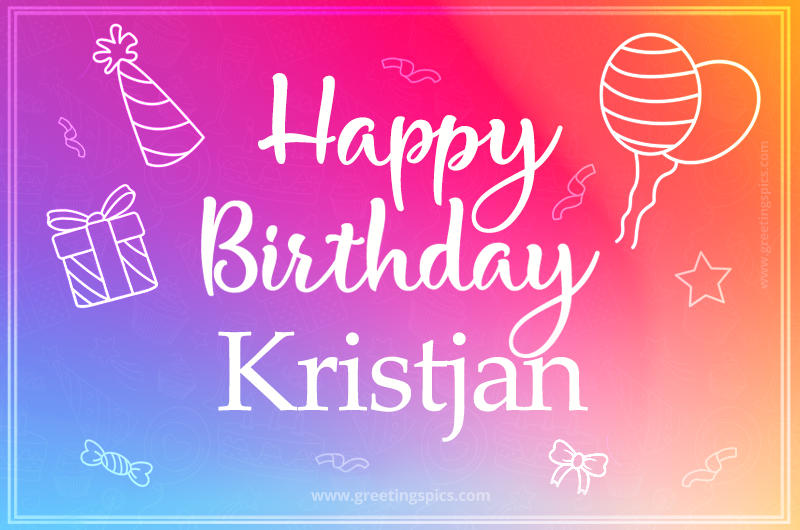 Colorful Happy Birthday Card For Kristjan