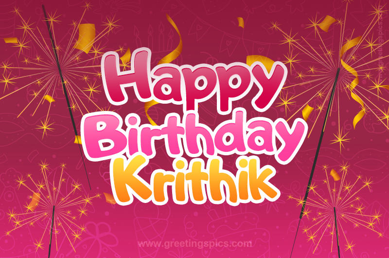 Happy Birthday Krithik Image with sparklers