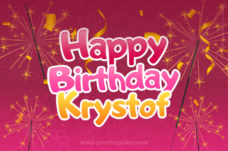 Happy Birthday Krystof Image with sparklers