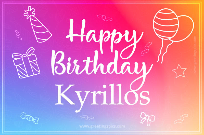 Colorful Happy Birthday Card For Kyrillos