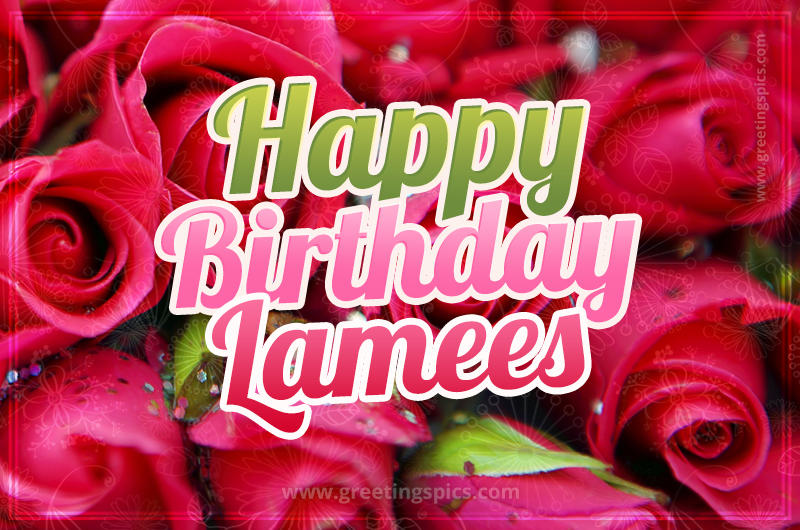 Happy Birthday Lamees beautiful Image with red roses