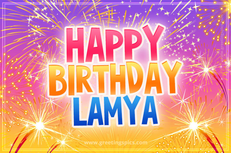 Happy Birthday Lamya Picture with fireworks