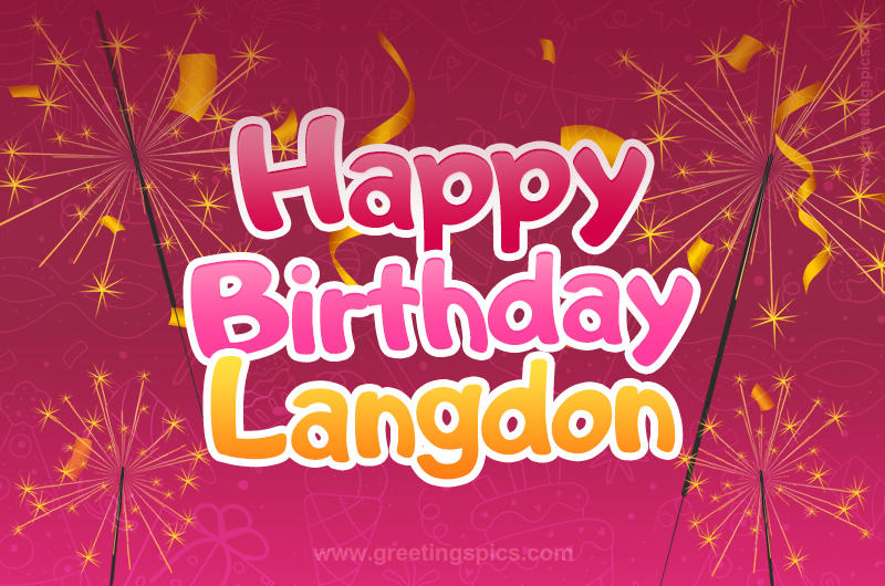 Happy Birthday Langdon Image with sparklers