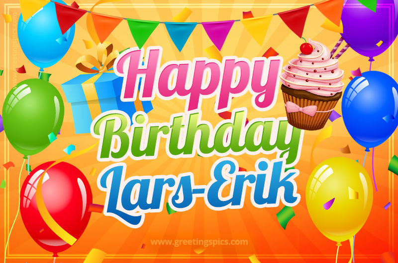 Happy Birthday Lars-Erik eCard with gift box and cupcake