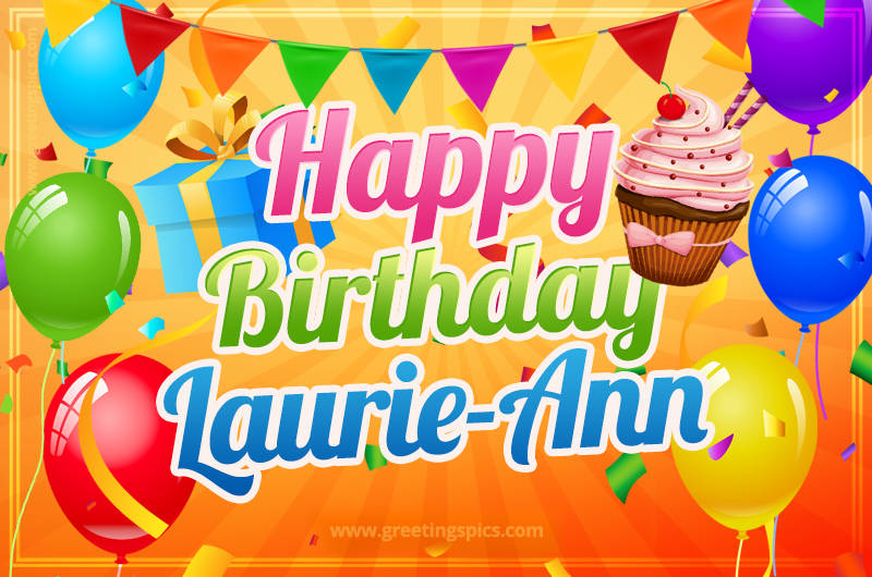 Happy Birthday Laurie-Ann eCard with gift box and cupcake