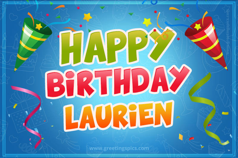 Happy Birthday Laurien picture with confetti and party poppers