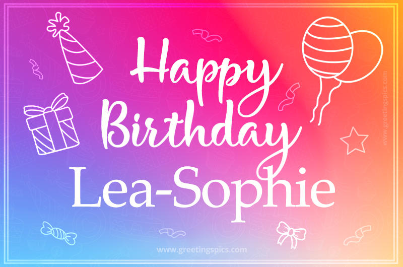 Colorful Happy Birthday Card For Lea-Sophie