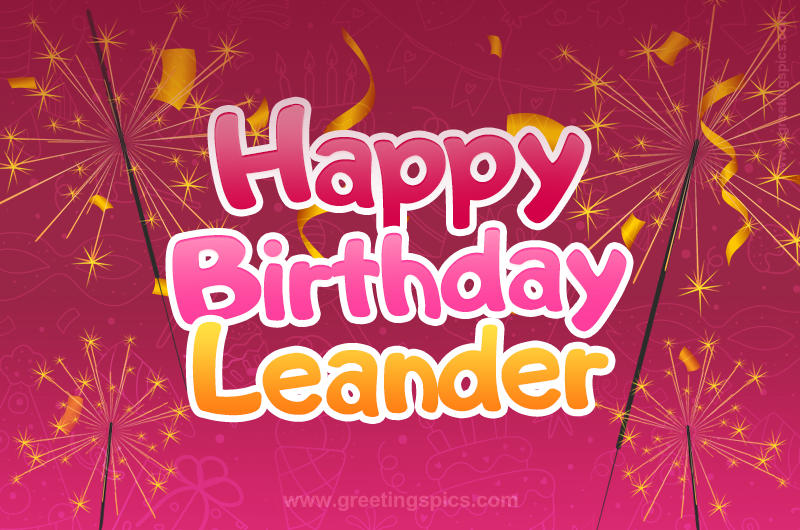 Happy Birthday Leander Image with sparklers