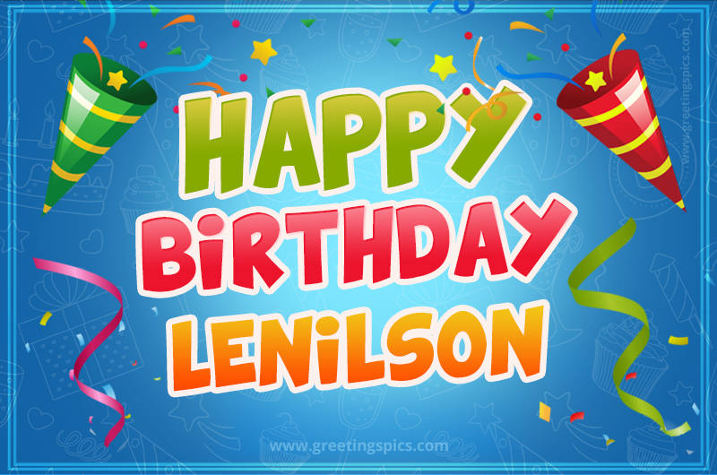 Happy Birthday Lenilson picture with confetti and party poppers