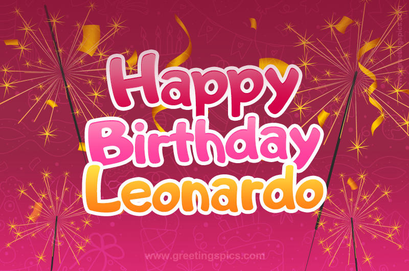 Happy Birthday Leonardo Image with sparklers