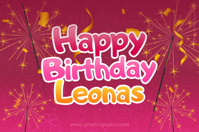 Happy Birthday Leonas Image with sparklers