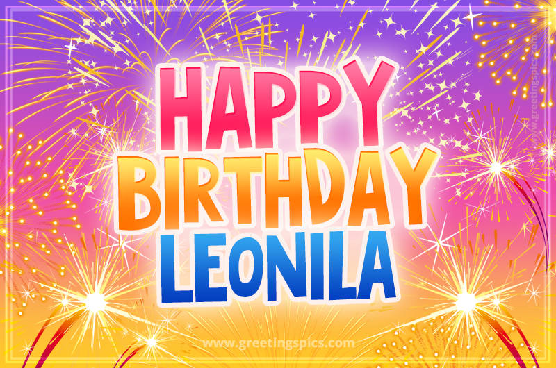 Happy Birthday Leonila Picture with fireworks