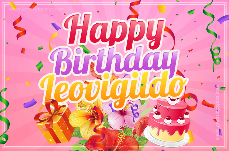 Beautiful Birthday Card for Leovigildo with pink background