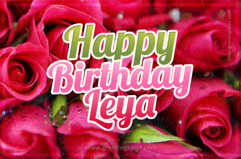 Happy Birthday Leya beautiful Image with red roses