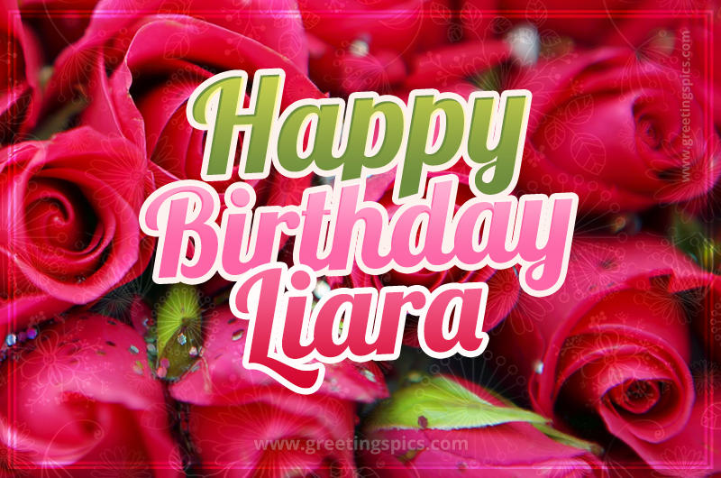 Happy Birthday Liara beautiful Image with red roses