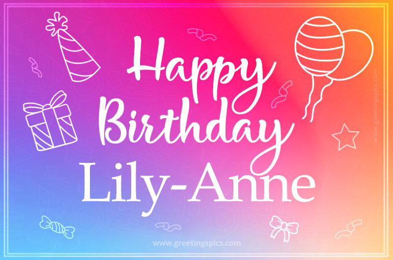 Colorful Happy Birthday Card For Lily-Anne