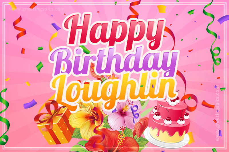 Beautiful Birthday Card for Loughlin with pink background