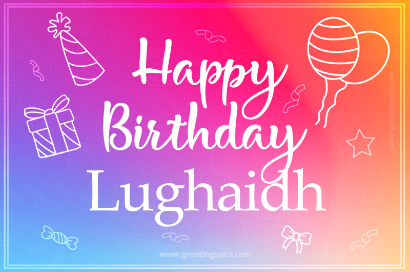 Colorful Happy Birthday Card For Lughaidh