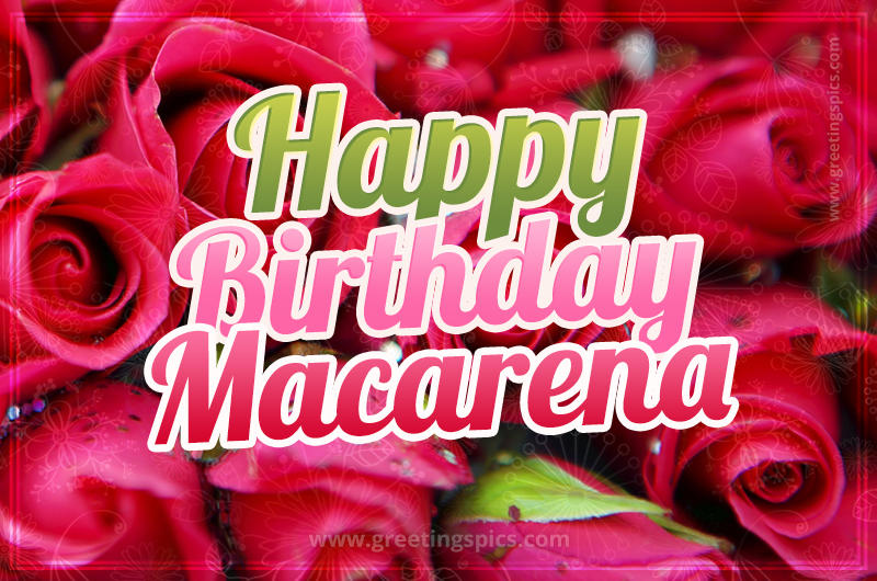 Happy Birthday Macarena beautiful Image with red roses