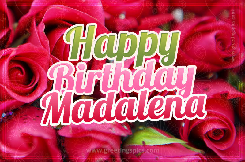 Happy Birthday Madalena beautiful Image with red roses