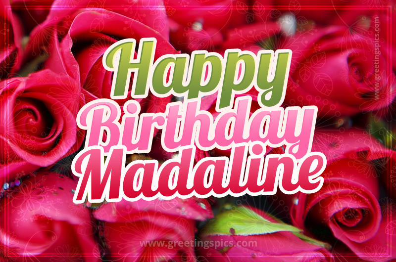 Happy Birthday Madaline beautiful Image with red roses