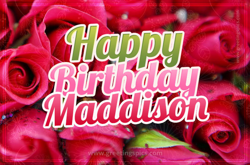 Happy Birthday Maddison beautiful Image with red roses