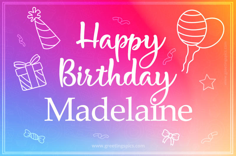 Colorful Happy Birthday Card For Madelaine