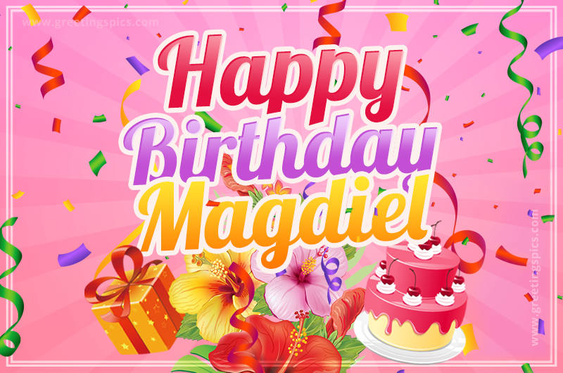 Beautiful Birthday Card for Magdiel with pink background