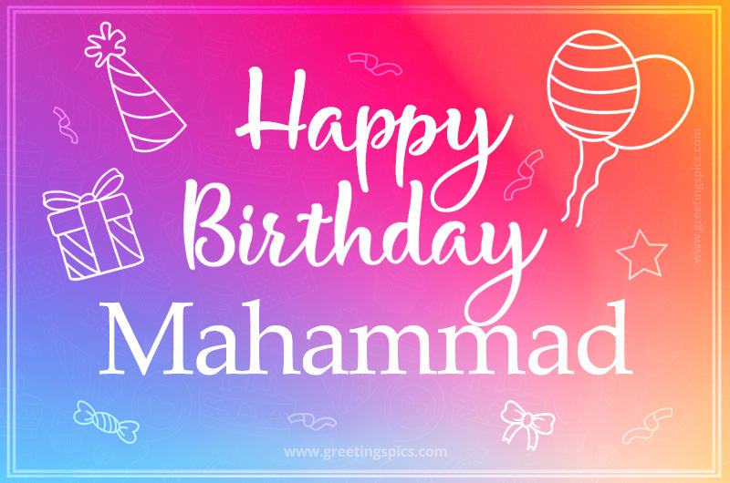 Colorful Happy Birthday Card For Mahammad