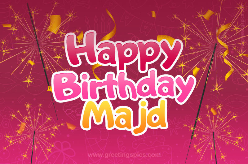 Happy Birthday Majd Image with sparklers