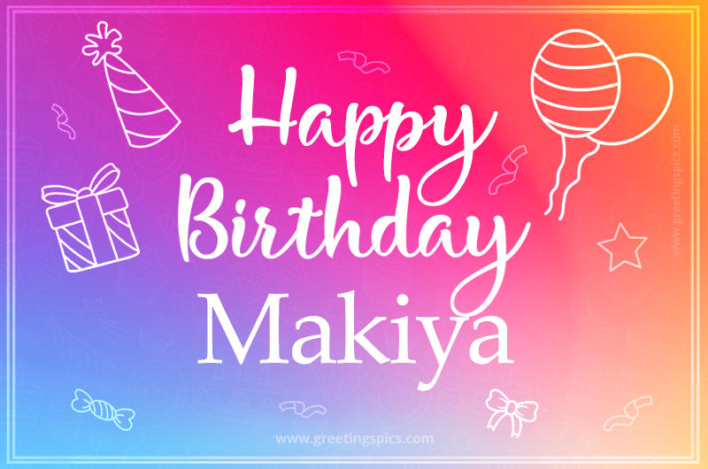 Colorful Happy Birthday Card For Makiya