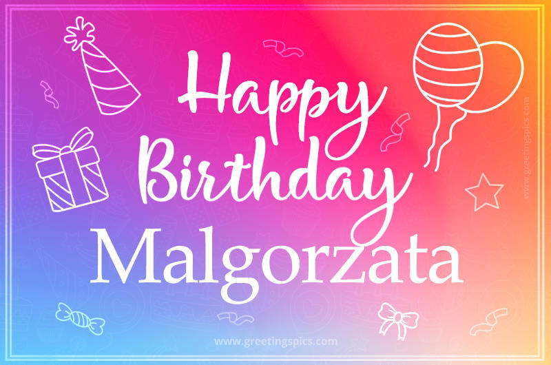 Colorful Happy Birthday Card For Malgorzata