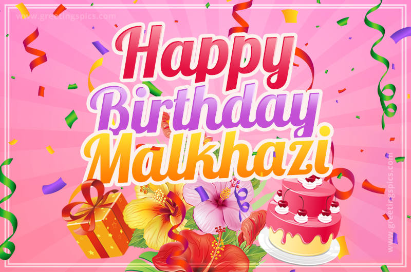 Beautiful Birthday Card for Malkhazi with pink background