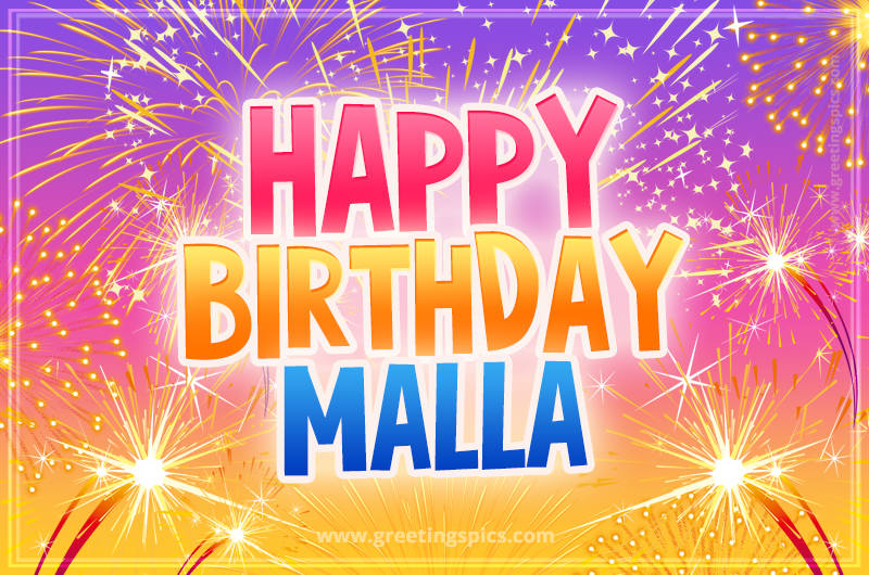 Happy Birthday Malla Picture with fireworks