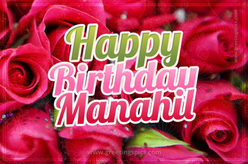 Happy Birthday Manahil beautiful Image with red roses