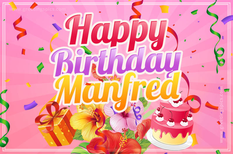 Beautiful Birthday Card for Manfred with pink background