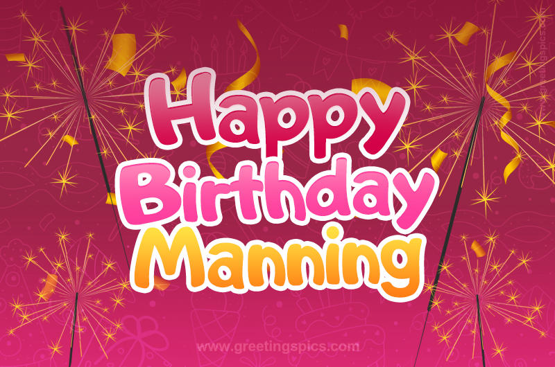 Happy Birthday Manning Image with sparklers