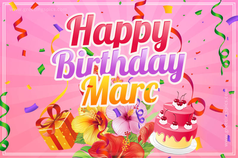 Beautiful Birthday Card for Marc with pink background