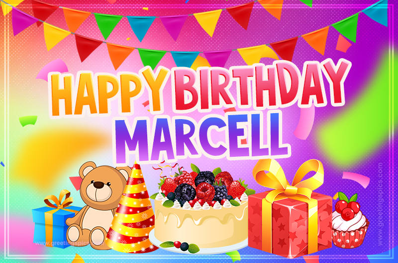 Bright card with Wishes for a Happy Birthday for Marcell