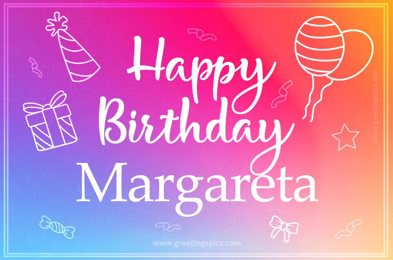 Colorful Happy Birthday Card For Margareta